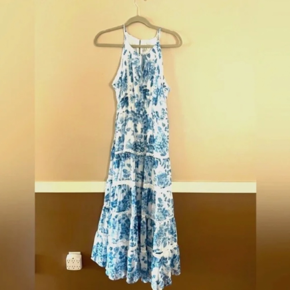 NWT White & Blue Floral Sleeveless Summer Dress Size 8 Petite by Ever New Petite - Picture 2 of 7